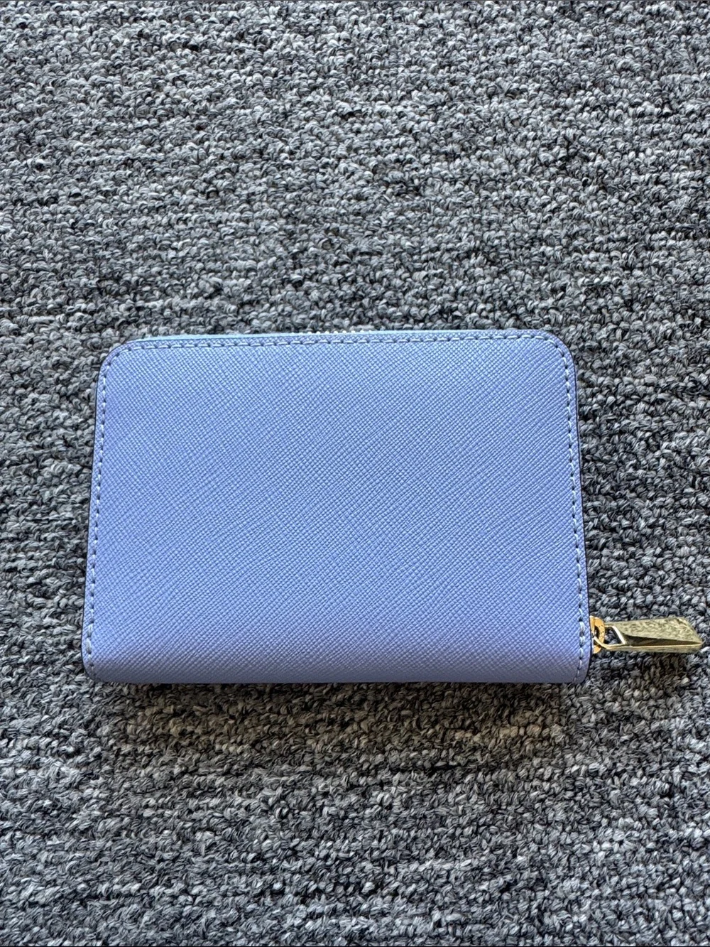 Tory Burch Small Zip Wallet in Periwinkle Blue with Gold Logo